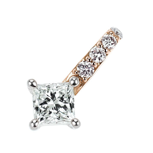 GSTV Pt950/K18PG プリンセスカット ダイヤモンド ペンダントトップ 0.30ct D VVS2 PD0.05ct