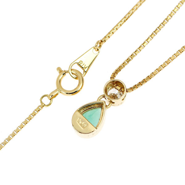 K18YG ブラジル産 パライバトルマリン ダイヤモンド ペンダントネックレス 0.40ct D0.13ct