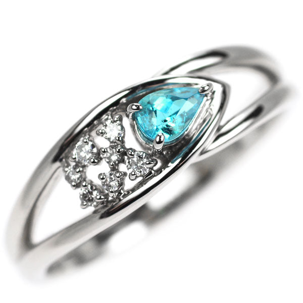 新品 希少 Pt900 ブラジル産パライバ トルマリン ダイヤモンド リング 0.19ct D0.05ct