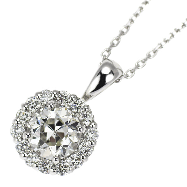 新品 Pt950/ Pt850 オールドサーキュラーブリリアントカット ダイヤモンド ペンダントネックレス 0.555ct J SI2 D0.16ct