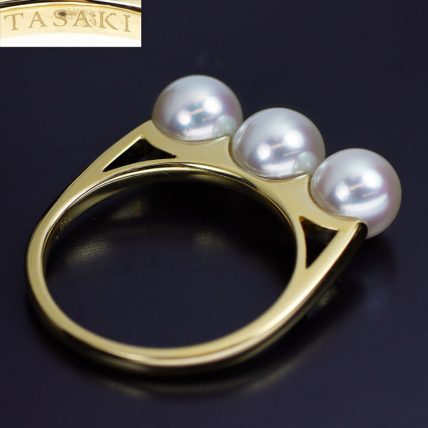 田崎真珠 K18YG アコヤ真珠 リング バランスエラ 径約 6.3-6.5mm 《セルビー銀座店》【中古】