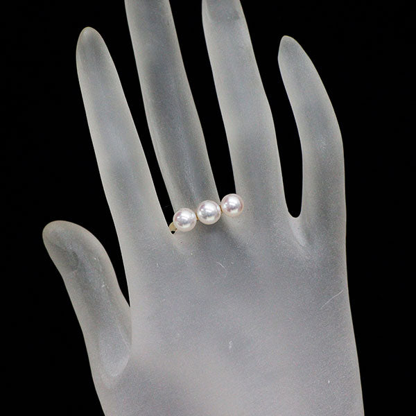 田崎真珠 K18YG アコヤ真珠 リング バランスエラ 径約 6.3-6.5mm 《セルビー銀座店》【中古】