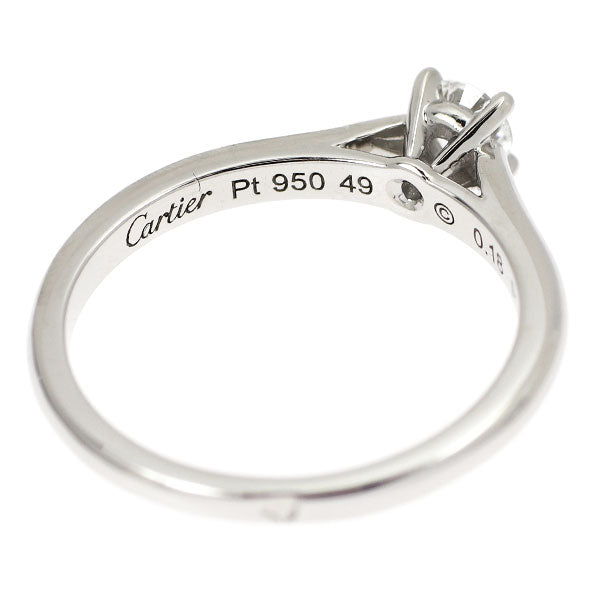 カルティエ Pt950 ダイヤモンド リング 0.18ct D VVS2 3EX ソリテール 49号