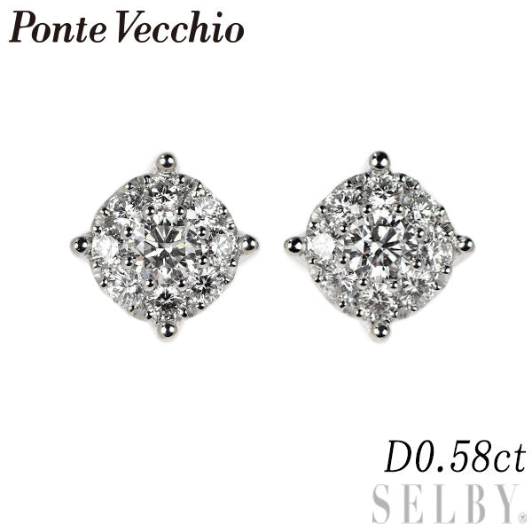 ポンテヴェキオ K18WG ダイヤモンド ピアス 0.58ct