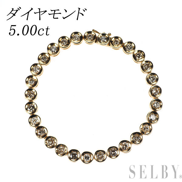 K18YG ダイヤモンド テニス ブレスレット 5.00ct
