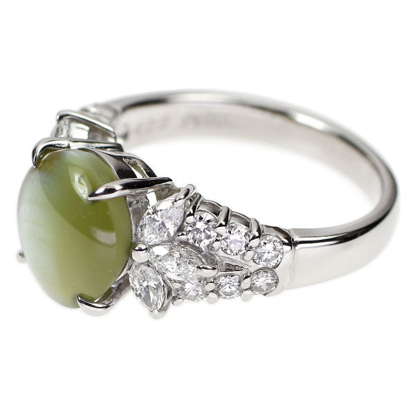 Pt900 クリソベリルキャッツアイ ダイヤモンド リング 4.09ct D0.88ct