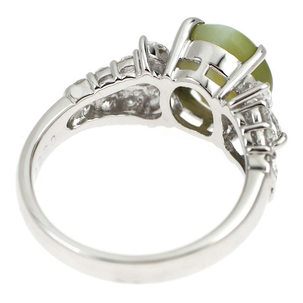 Pt900 クリソベリルキャッツアイ ダイヤモンド リング 4.09ct D0.88ct