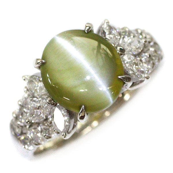 Pt900 クリソベリルキャッツアイ ダイヤモンド リング 4.09ct D0.88ct