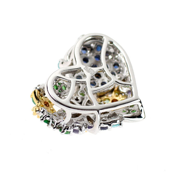 K18YG/WG ブルー/イエローサファイア ガーネット パライバトルマリン ダイヤ ペンダントトップ 0.57ct G0.20ct T0.13ct D0.12ct