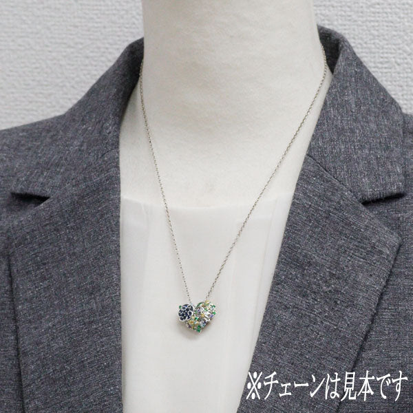 K18YG/WG ブルー/イエローサファイア ガーネット パライバトルマリン ダイヤ ペンダントトップ 0.57ct G0.20ct T0.13ct D0.12ct