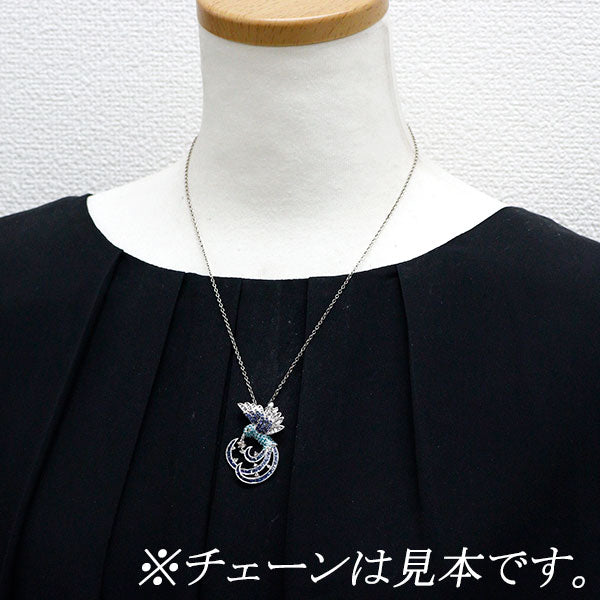希少 K18WG サファイア パライバトルマリン グリーンガーネット ダイヤモンド ペンダントトップ 1.58ct T0.40ct G0.01ct D0.44ct 鳥