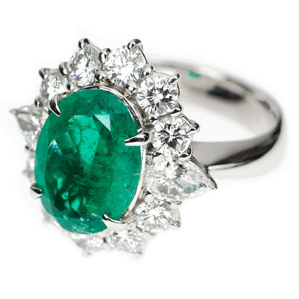 Pt900 エメラルド ダイヤモンド リング 3.98ct D1.88ct