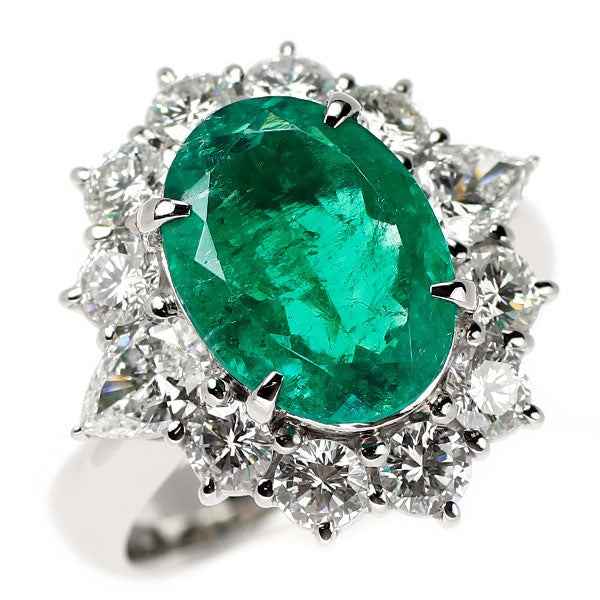 Pt900 エメラルド ダイヤモンド リング 3.98ct D1.88ct