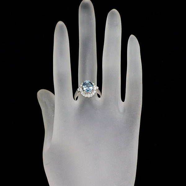 Pt900 アクアマリン ダイヤモンド リング 2.31ct 0.45ct