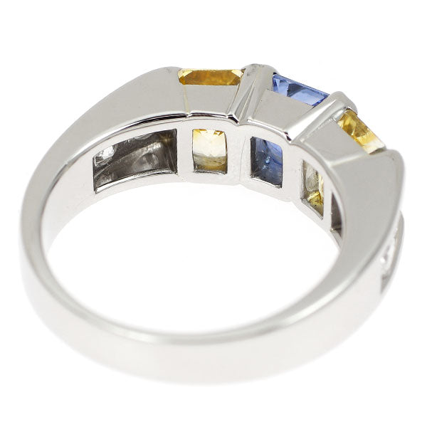 Pt900 ブルー/イエロー サファイア ダイヤモンド リング 3.26ct D0.335ct