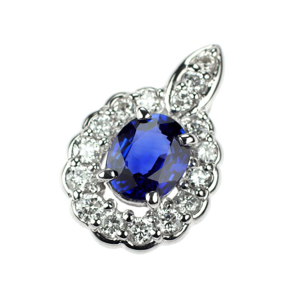 Pt900 サファイア ダイヤモンド ペンダントトップ 0.54ct D0.20ct