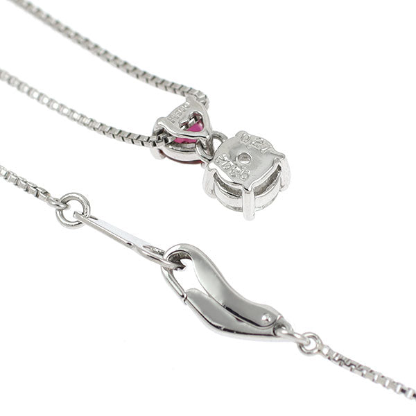 Pt900/ Pt850 ハートシェイプ ルビー ダイヤモンド ペンダントネックレス 0.21ct D0.302ct