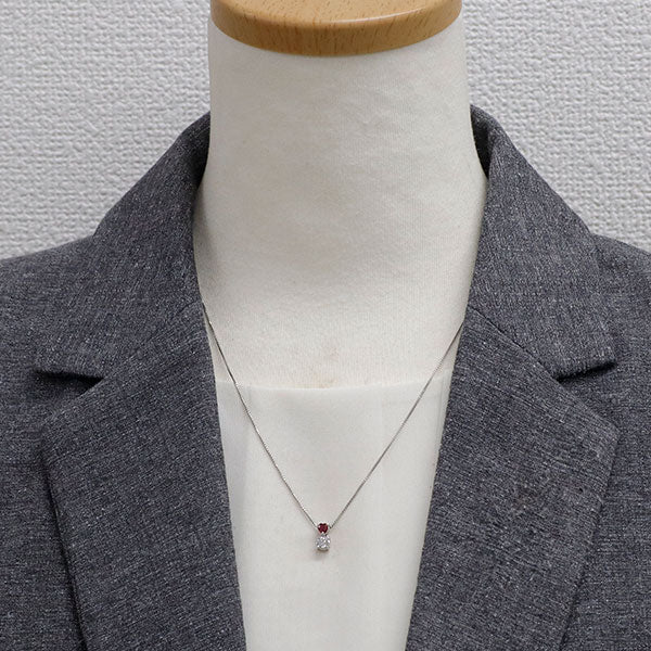 Pt900/ Pt850 ハートシェイプ ルビー ダイヤモンド ペンダントネックレス 0.21ct D0.302ct