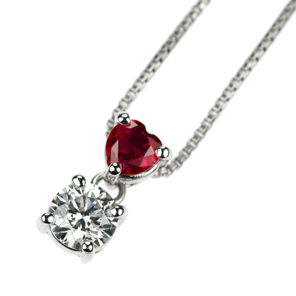 Pt900/ Pt850 ハートシェイプ ルビー ダイヤモンド ペンダントネックレス 0.21ct D0.302ct