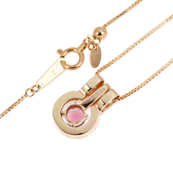 K18PG ピンクトルマリン カラーストーン ダイヤモンド ペンダントネックレス 0.24ct D0.11ct 3Way