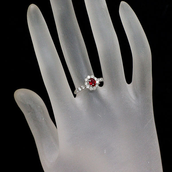 Pt900 ルビー ダイヤモンド リング 0.41ct D0.57ct