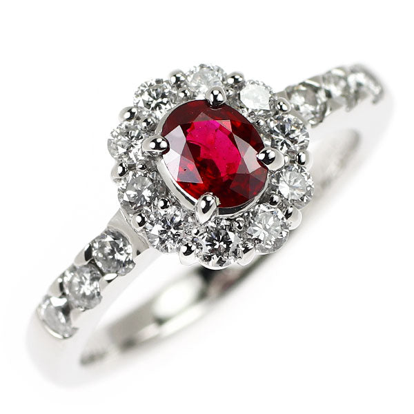 Pt900 ルビー ダイヤモンド リング 0.41ct D0.57ct