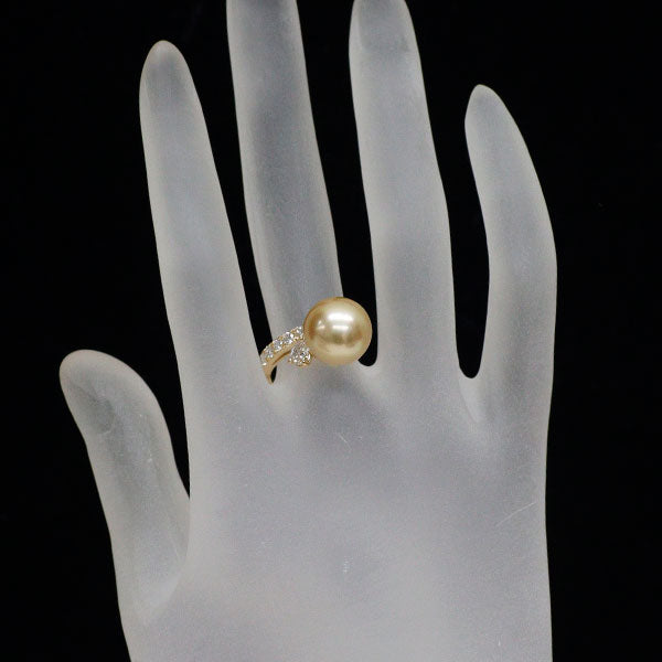K18YG ゴールデンパール ダイヤモンド リング 径約11.3mm D0.54ct