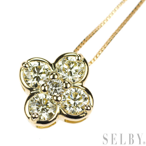 K18YG ダイヤモンド ペンダントネックレス 0.50ct フラワー