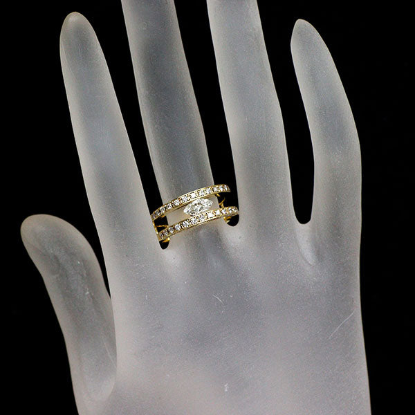K18YG マーキス ダイヤモンド リング 0.410ct D0.43ct