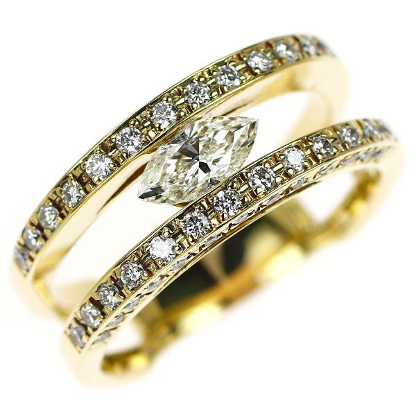 K18YG マーキス ダイヤモンド リング 0.410ct D0.43ct