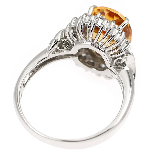 Pt900 インペリアルトパーズ ダイヤモンド リング 3.74ct 0.60ct