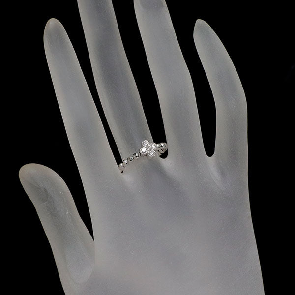 K18WG ダイヤモンド リング 0.15ct フラワー 形状記憶
