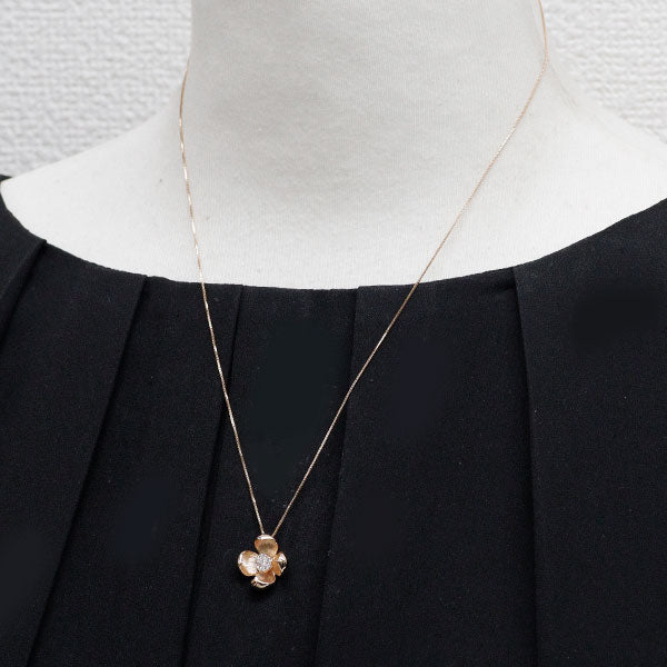 K18PG ダイヤモンド ペンダントネックレス 0.09ct フラワー