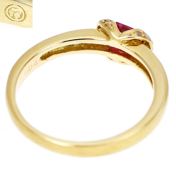 伊勢丹 K18YG ルビー ダイヤモンド リング 0.41ct D0.04ct