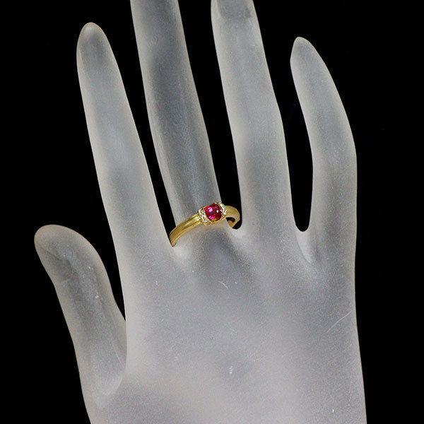 伊勢丹 K18YG ルビー ダイヤモンド リング 0.41ct D0.04ct