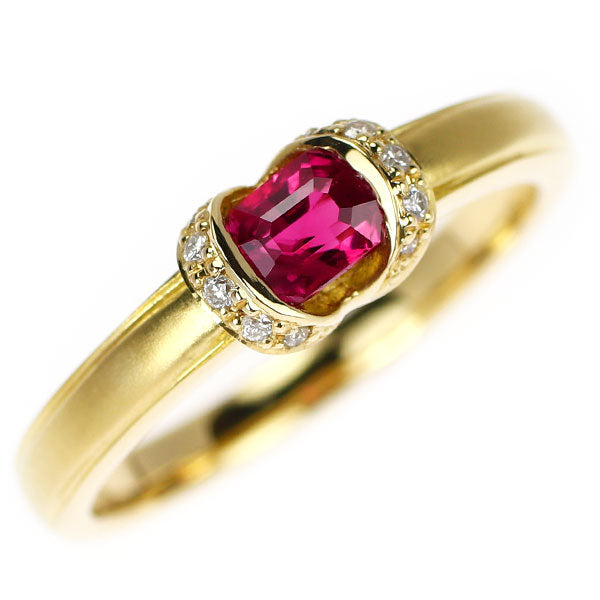 伊勢丹 K18YG ルビー ダイヤモンド リング 0.41ct D0.04ct