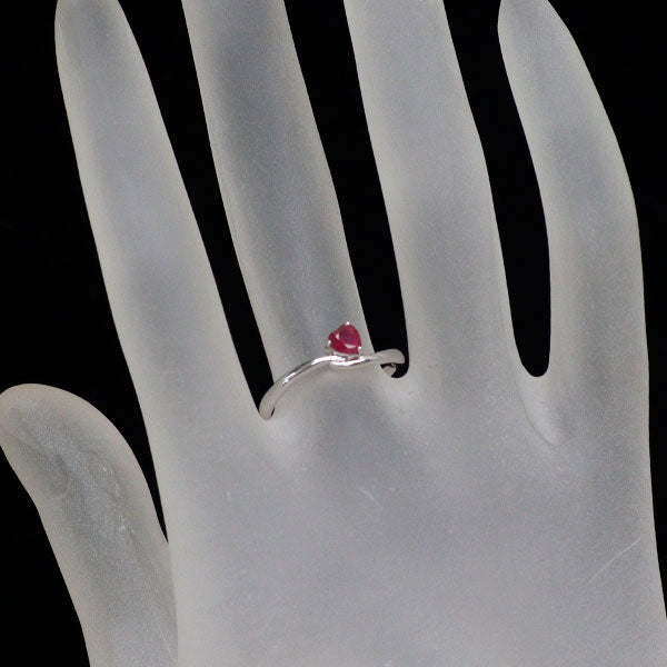 K18WG ハートシェイプ ルビー リング 0.34ct