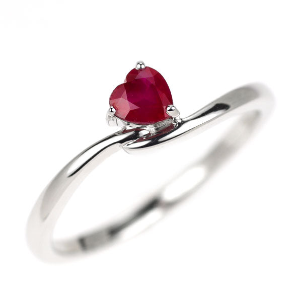 K18WG ハートシェイプ ルビー リング 0.34ct