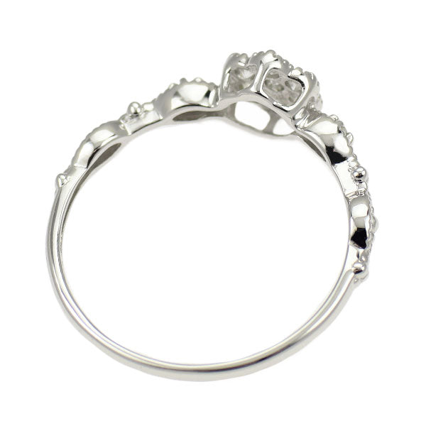 K10WG ダイヤモンド リング 0.18ct フラワー