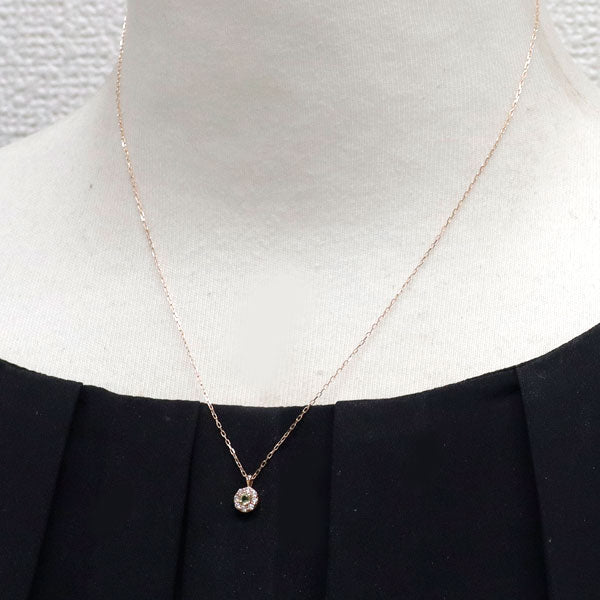 K10PG ペリドット キュービックジルコニア ペンダントネックレス