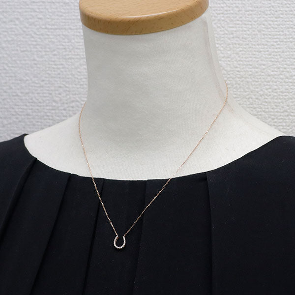 K10PG ダイヤモンド ペンダントネックレス 0.10ct 馬蹄