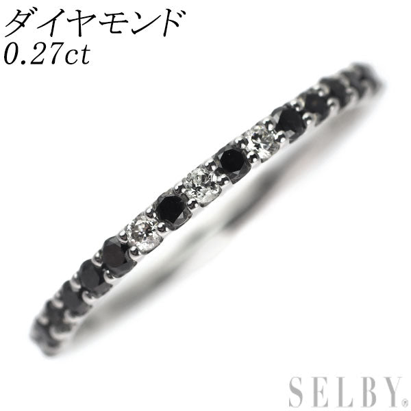 K10WG ブラック/カラーレス ダイヤモンド リング 0.27ct ハーフエタニティ