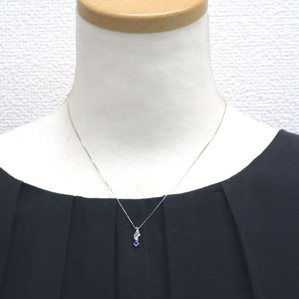 K10WG タンザナイト ダイヤモンド ペンダントネックレス D0.04ct