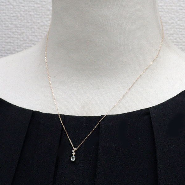 K10YG アクアマリン ダイヤモンド ペンダントネックレス