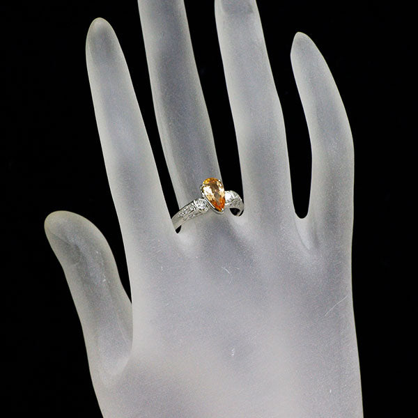 Pt900 インペリアルトパーズ ダイヤモンド リング 1.35ct D0.46ct