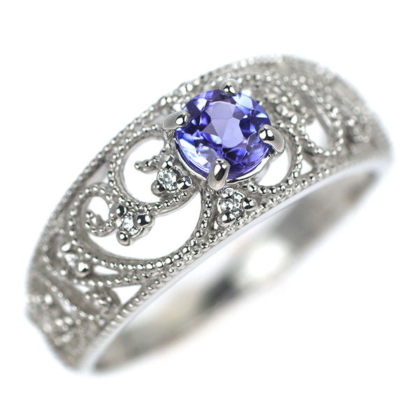 Pt900 タンザナイト ダイヤモンド リング 0.36ct D0.04ct