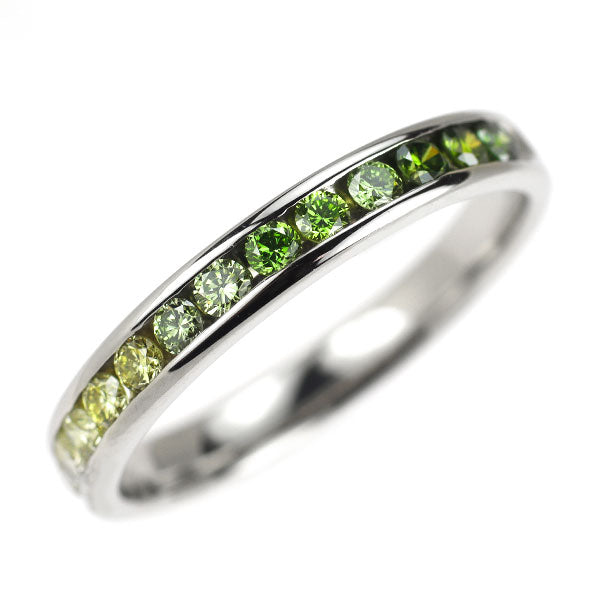 Pt900 トリートグリーン/イエロー ダイヤモンド リング 0.559ct ハーフエタニティ