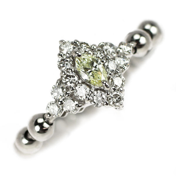 Pt900 マーキス ダイヤモンド リング 0.12ct D0.30ct 伸縮式 6号～15号 フリーサイズ