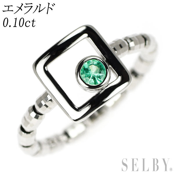 Pt950 エメラルド リング 0.10ct 伸縮式