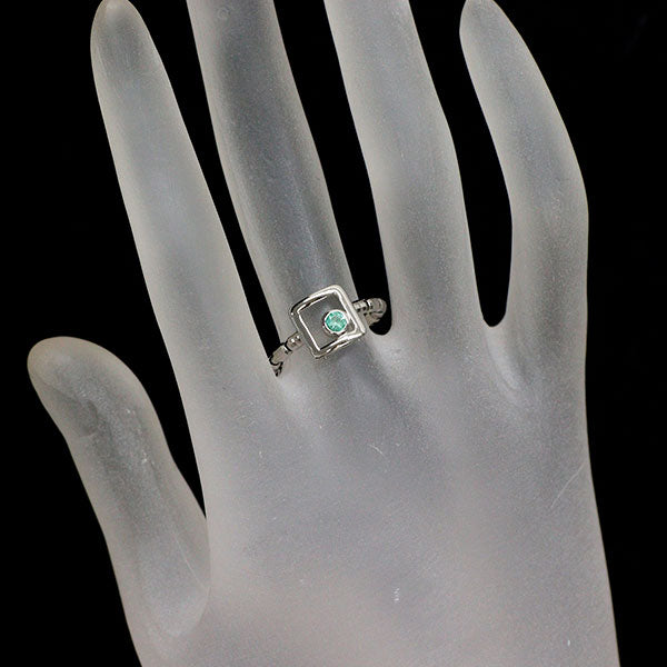 Pt950 エメラルド リング 0.10ct 伸縮式